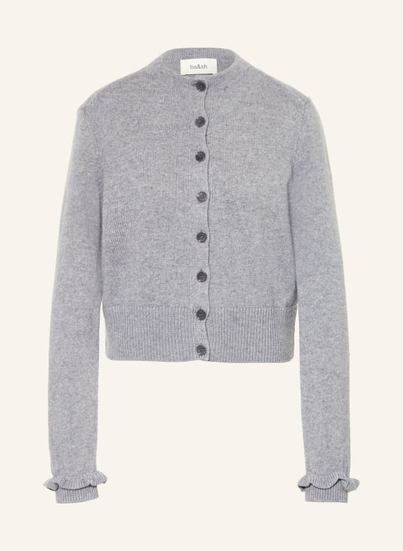 ba&sh Pletený kardigan KARANTE s volánky ŠEDÁ
