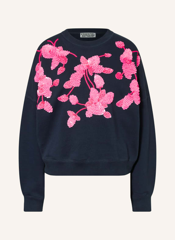 ESSENTIEL ANTWERP Sweatshirt JAGA mit Pailletten DUNKELBLAU / PINK
