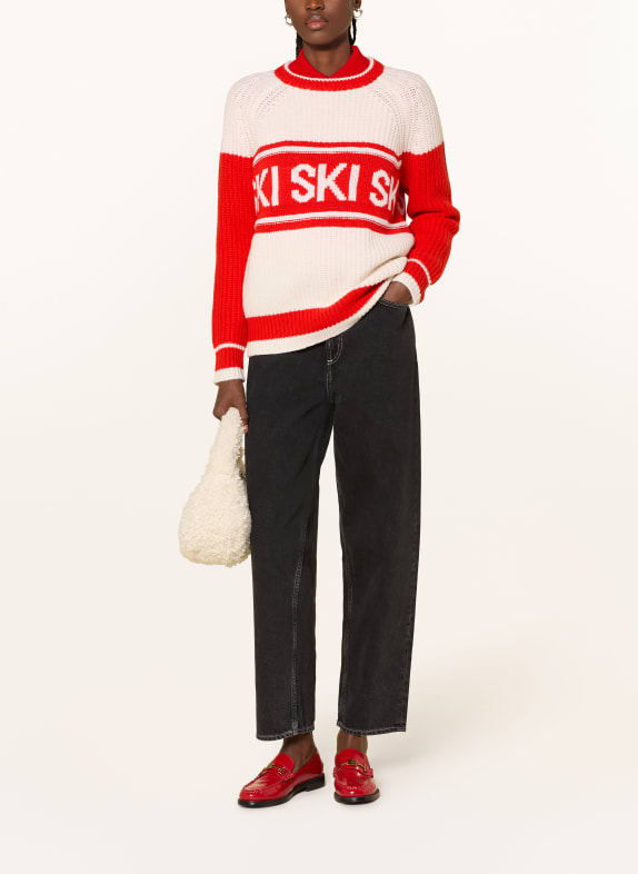 MRS & HUGS trui ECRU / ROOD