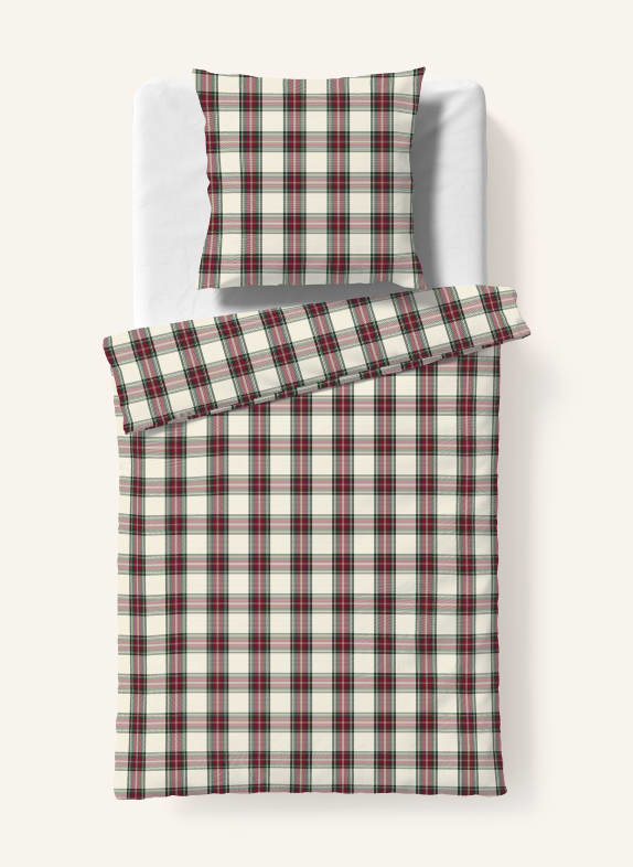 fleuresse Bettwäsche LECH CREME / ROT / DUNKELGRÜN
