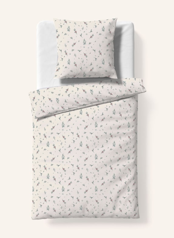 fleuresse Bettwäsche ASPEN CREME / ROT / DUNKELGRÜN