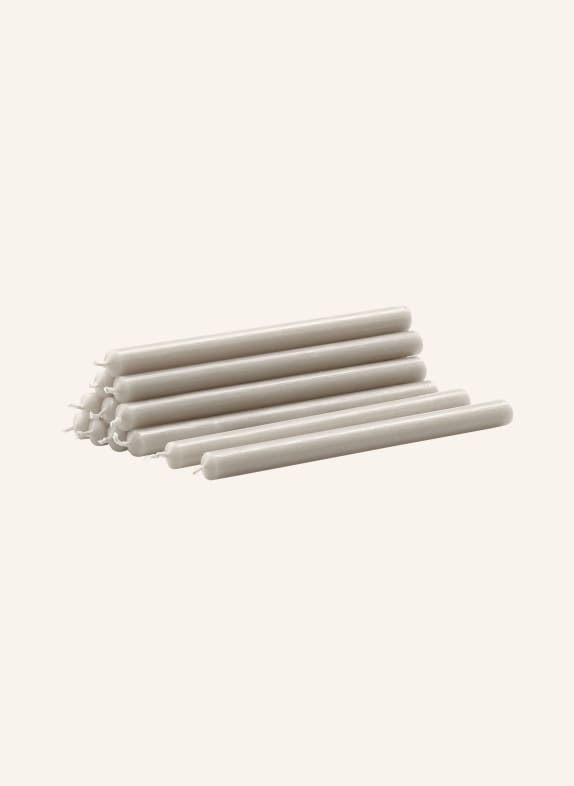STOFF NAGEL Set of 12 taper candles LIGHT GRAY