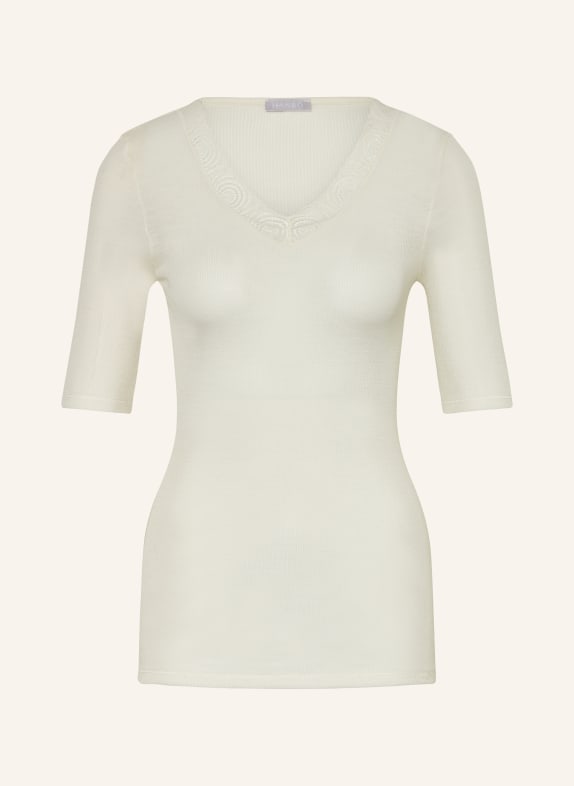 HANRO WOOLEN LACE T-shirt made from merino wool with silk CREAM