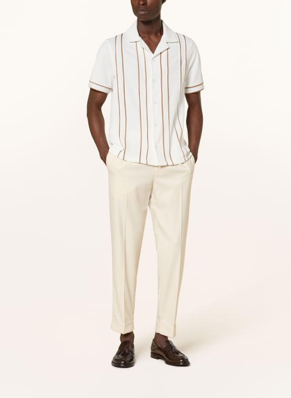 REISS Resorthemd SANDER Regular Fit WIT / COGNAC