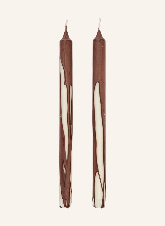 Ferm LIVING Sada 2 tyčových svíček DRYP BÍLÁ / TMAVĚ HNĚDÁ