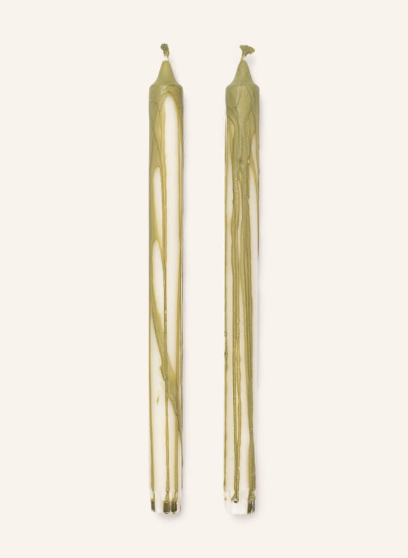 Ferm LIVING Zestaw 2 świec walcowych DRYP BIAŁY / OLIWKOWY