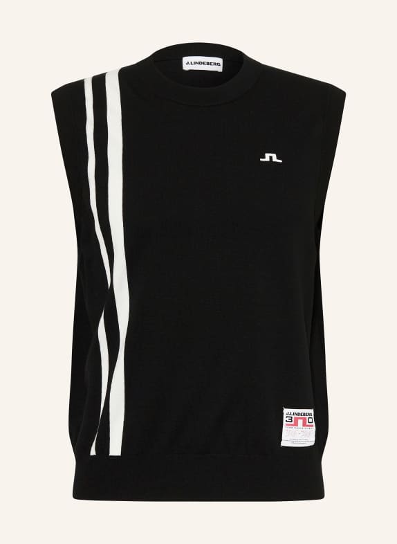 J.LINDEBERG pull sans manches NOIR / BLANC