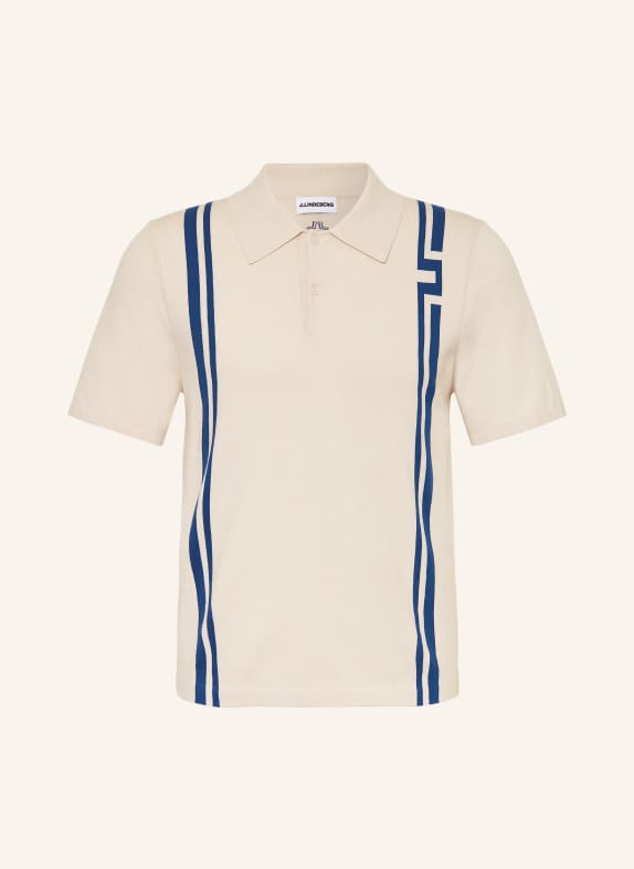 J.LINDEBERG Strick-Poloshirt BEIGE / DUNKELBLAU