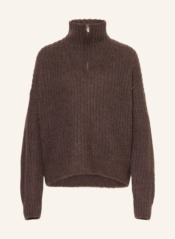 ba&sh Svetr troyer BELTANE s alpakou TMAVĚ HNĚDÁ / ZLATÁ