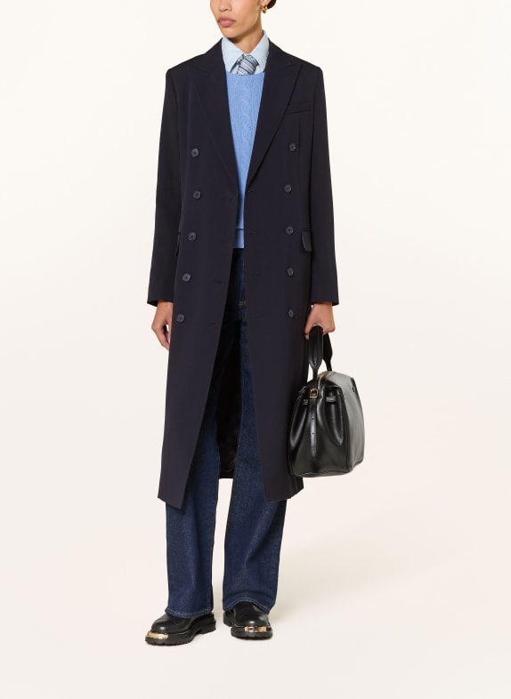POLO RALPH LAUREN vlněný kabát TMAVĚ MODRÁ