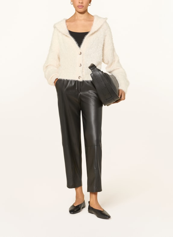 OPUS Broek MYHA EDGY in leerlook ZWART
