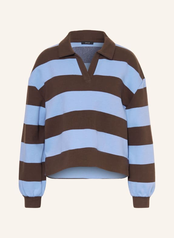 OPUS Rugby shirt GLOCKI LIGHT BLUE / DARK BROWN