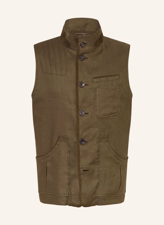 HABSBURG KERSCHENECK traditional vest with linen 6262 oliv/oliv