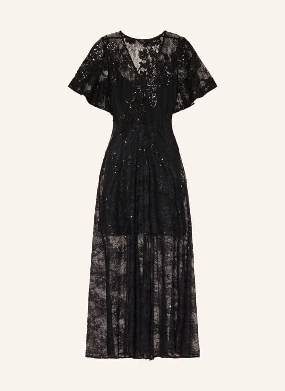 maje Spitzenkleid mit Pailletten SCHWARZ