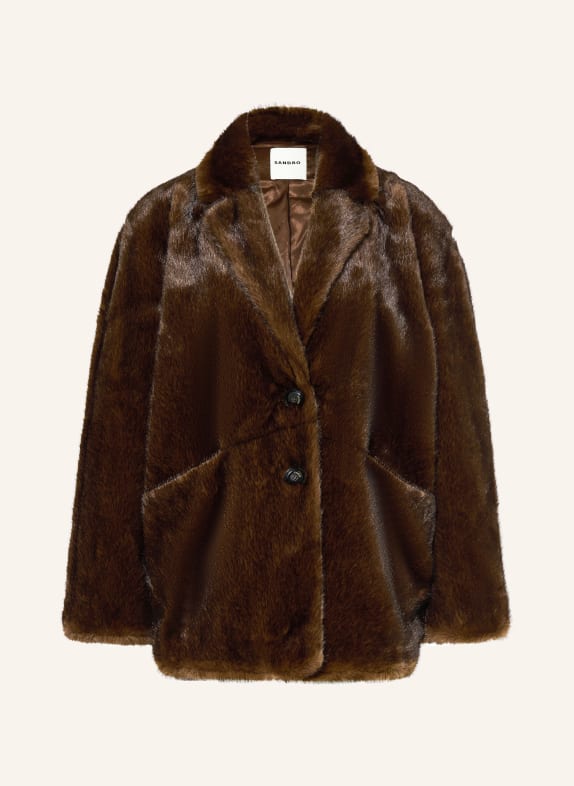 SANDRO Kunstfell-Jacke DUNKELBRAUN
