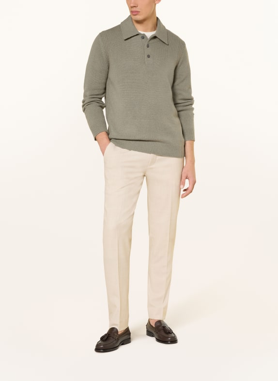 REISS Strikket poloshirt DEANSGATE LYSEGRØN