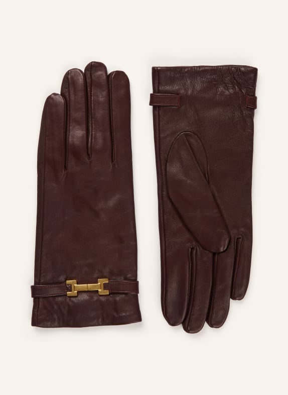 REISS Lederhandschuhe HARRIET DUNKELBRAUN / GOLD