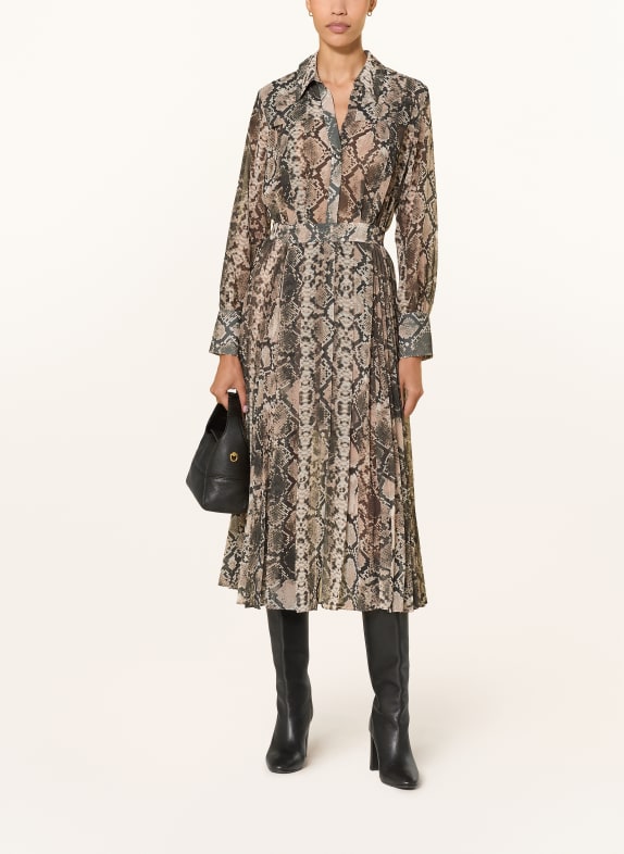 REISS Kleid ANNIKA mit Plissees ROSÉ / CREME / GRAU