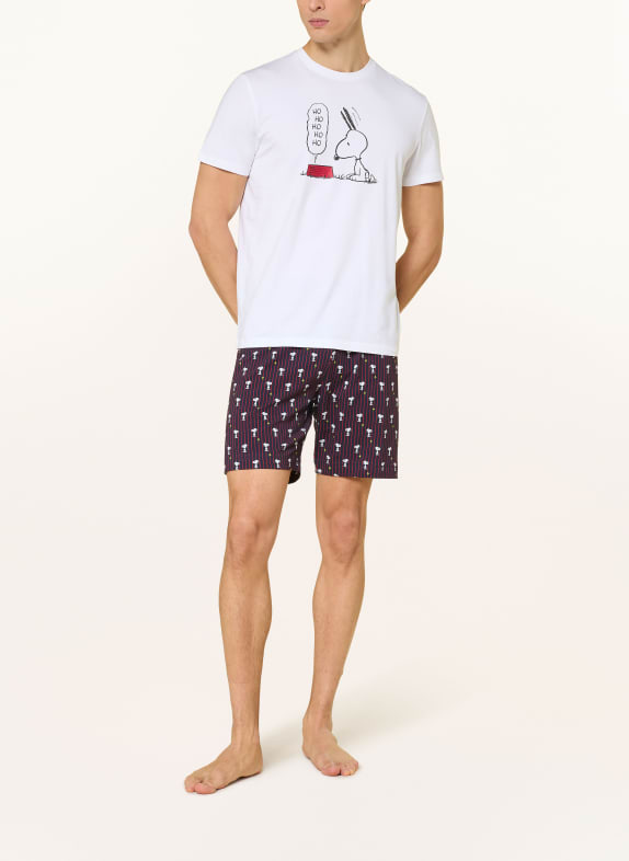 mey Pantaloni scurți de dormit din seria mey x PEANUTS ALBASTRU / ROȘU / ALB