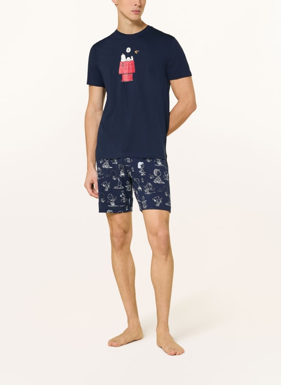 mey Schlafshirt Serie mey x PEANUTS BLAU / ROT / WEISS