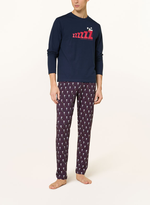 mey Pantaloni de dormit din seria mey x PEANUTS ALBASTRU / ROȘU / ALB