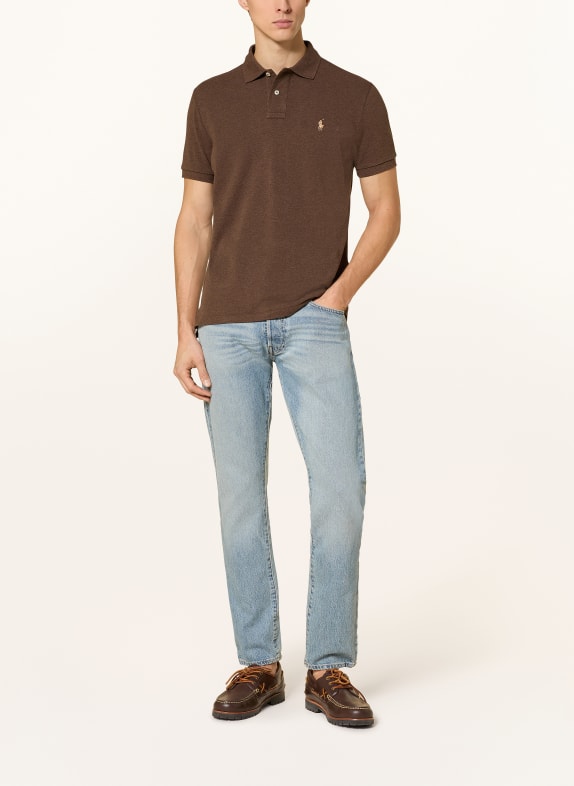 POLO RALPH LAUREN Piqué poloshirt Custom Slim Fit MARRON FONCÉ