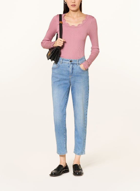 rosemunde Longsleeve BENITA van zijde met kant VIEUX ROSE