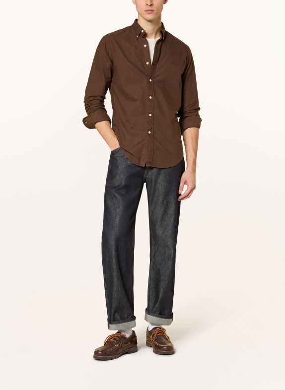 POLO RALPH LAUREN Oxford-overhemd Custom Fit MARRON FONCÉ