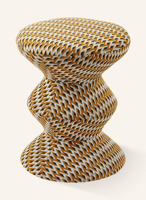 POLSPOTTEN Hocker ZIG ZAG COGNAC / CREME / SCHWARZ