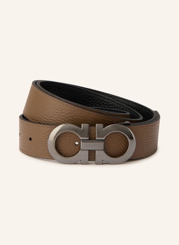 FERRAGAMO Leather belt BLACK / PLATINUM