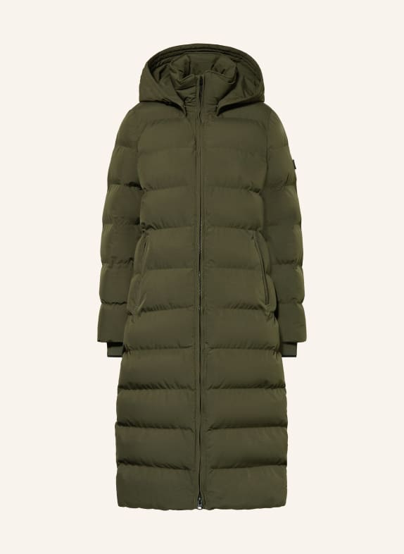 WELLENSTEYN Steppmantel GOLDMINE EXTRA LONG mit abnehmbarer Kapuze DUNKELGRÜN