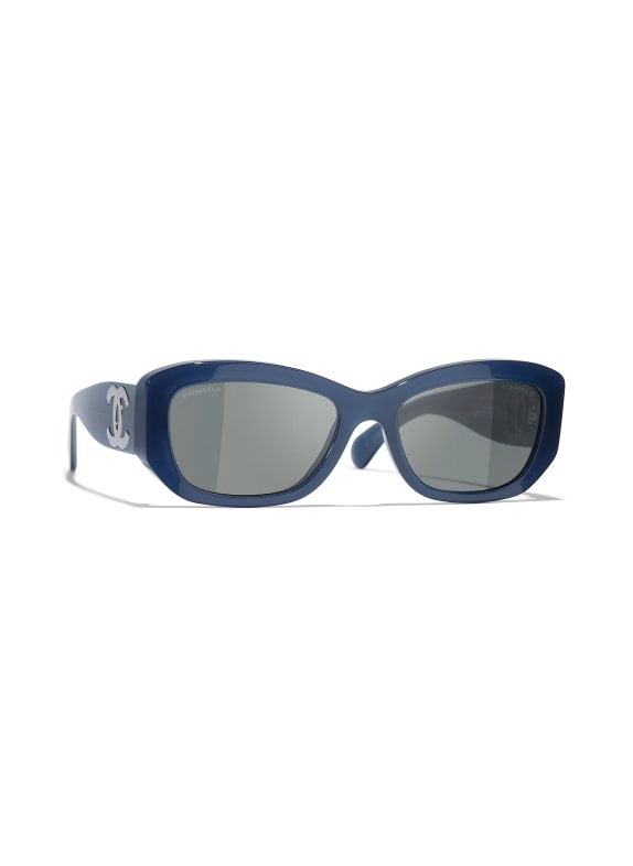 CHANEL Rechteckige Sonnenbrille BLAU/ DUNKELGRAU