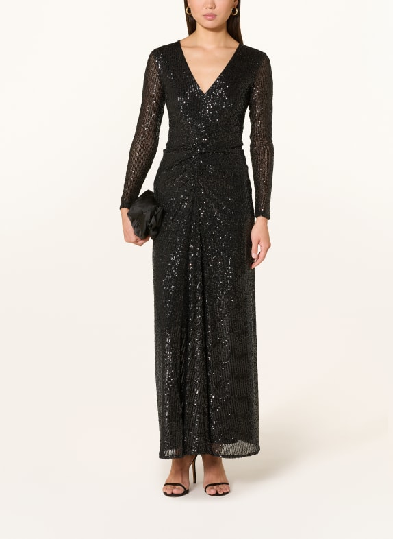 SWING Abendkleid mit Pailletten SCHWARZ