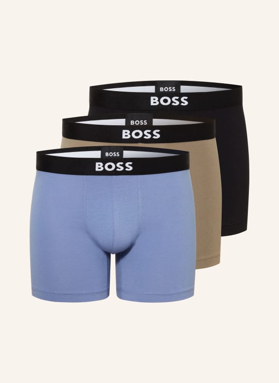 BOSS 3er-Pack Boxershorts ONE HELLBLAU / KHAKI / SCHWARZ