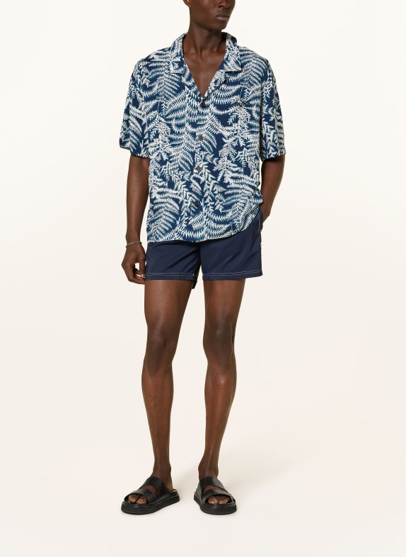 HUGO Resorthemd Relaxed Fit BLAU / PETROL / WEISS