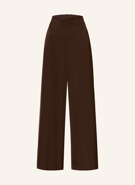 V by Vera Mont saténové kalhoty TMAVĚ HNĚDÁ