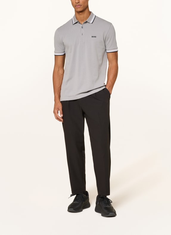 BOSS Piqué-Poloshirt PADDY CURVED Regular Fit GRAU / WEISS / SCHWARZ