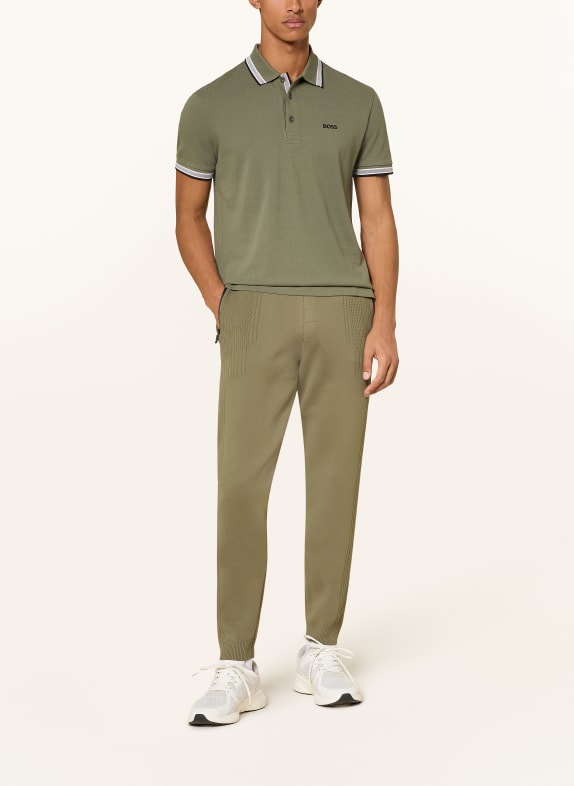 BOSS Tricou polo piqué PADDY CURVED, croială regulară OLIV / ALB / NEGRU
