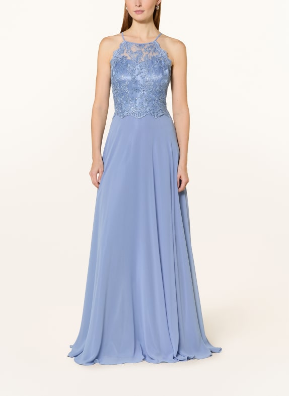 VM Vera Mont Abendkleid mit Spitze und Pailletten HELLBLAU