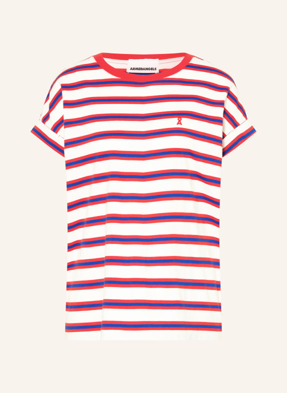ARMEDANGELS Tričko IDAARA ČERVENÁ / MODRÁ / BÍLÁ