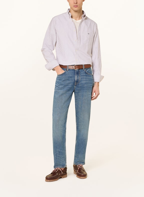 GANT Oxford-overhemd Regular Fit MARRON FONCÉ / WIT
