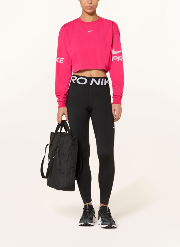 Nike Cropped sweatshirt PRO DRI-FIT NEONROZE / WIT