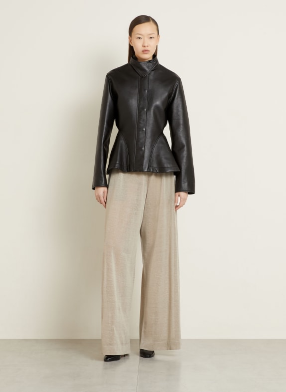 ALAÏA Lederjacke SCHWARZ / SILBER