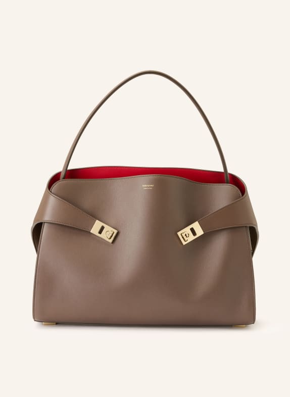 FERRAGAMO Handtasche HUG SOFT TAUPE / GOLD