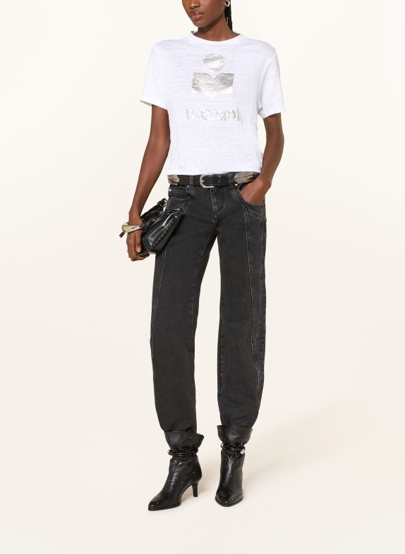 MARANT ÉTOILE T-shirt ZEWEL van linnen WIT / ZILVER