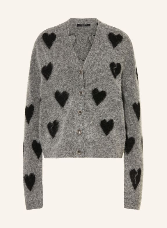 ALLSAINTS Strickjacke AMORA mit Alpaka DUNKELGRAU / SCHWARZ