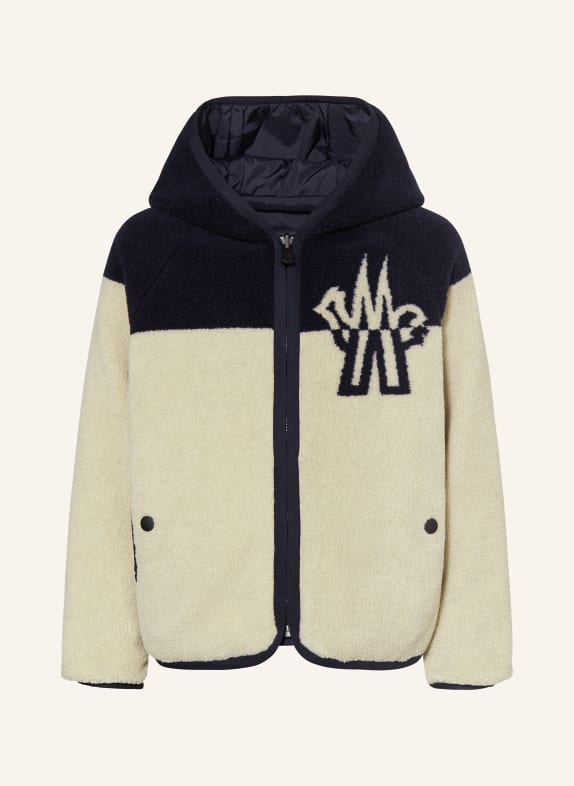 MONCLER enfant Teddyfell-Jacke BEIGE / DUNKELBLAU