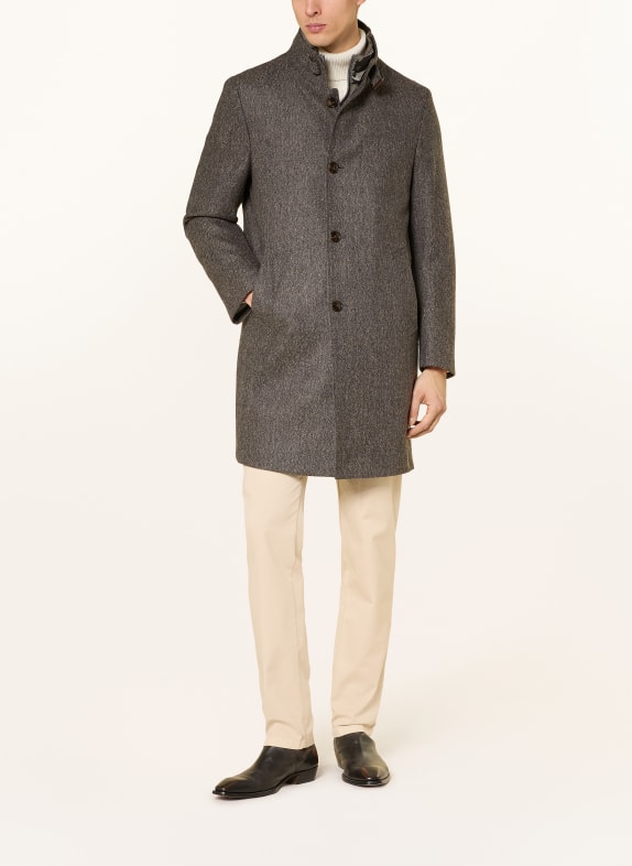 BALDESSARINI Wool coat with removable collar DARK GRAY