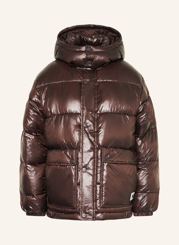 carhartt WIP Steppjacke BENSON mit abnehmbarer Kapuze DUNKELBRAUN