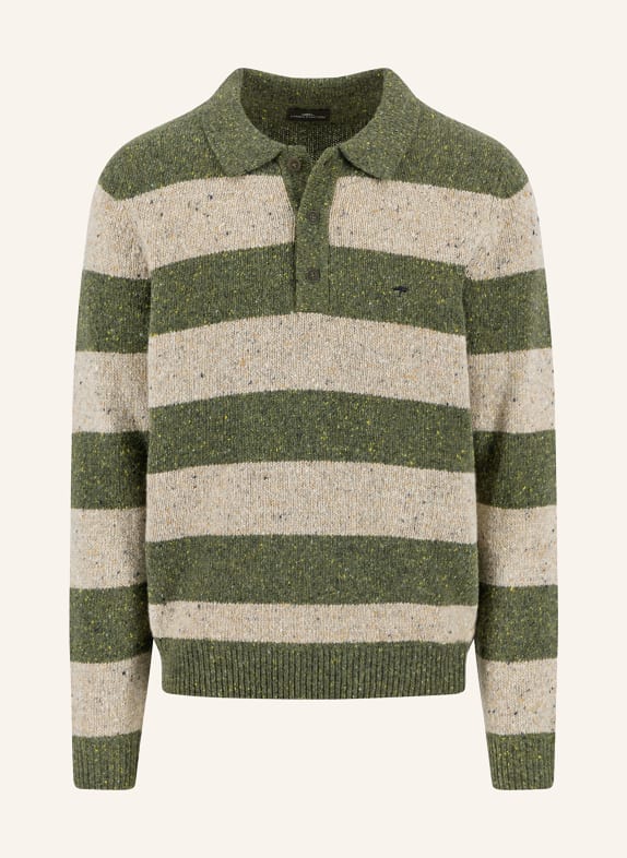 FYNCH-HATTON Strick-Poloshirt GRÜN / BEIGE